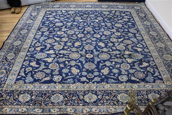A Kashan blue ground carpet 294 x 294cm